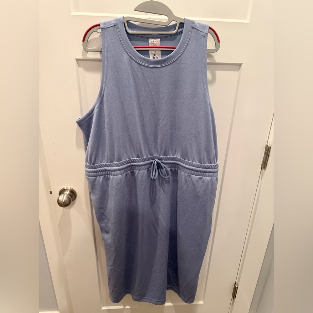 Serra Sleeveless Midi Dress Blue Drawstring Waist Women XL 16–18